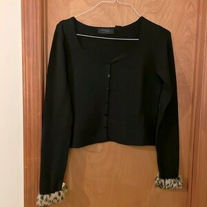 Express cardigan sweater with faux fur cuffs, Large